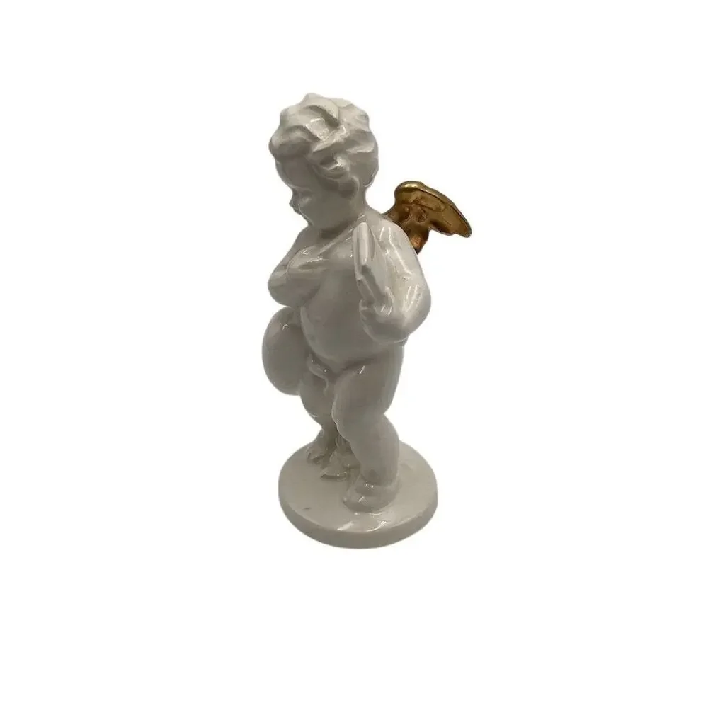 Vintage Angel Figurine with Gold Trim Wings 5.5” Multicolor‎